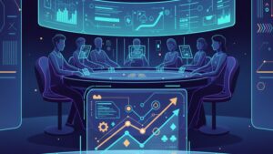 Современная иллюстрация для статьи о трендах в покере 2026 года, казино Вулкан.