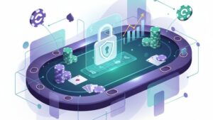 Современная иллюстрация для статьи о выборе надежного онлайн-казино для игры в покер.