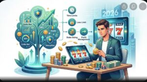 Современная иллюстрация стратегий управления бюджетом для игры в классические онлайн слоты 777